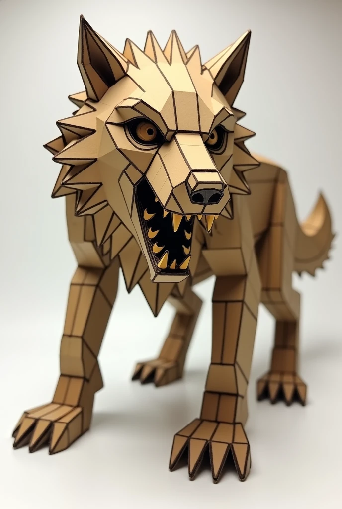 3D cardboard wolf guara model for cutting and assembling 