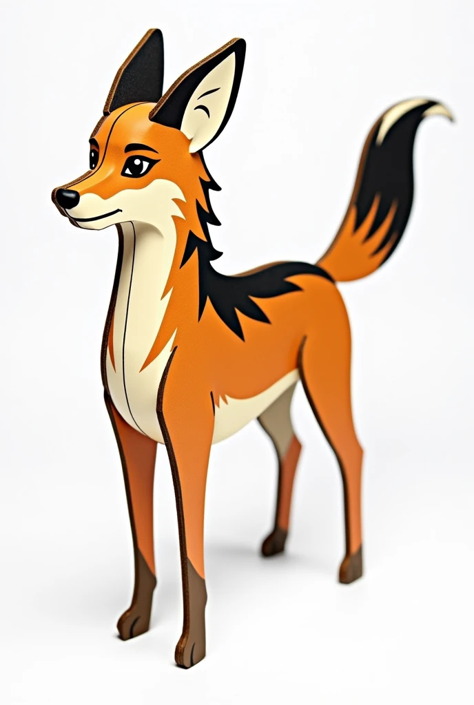 2D cardboard template of the maned wolf to cut out and assemble