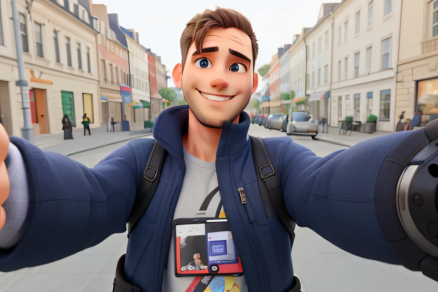 Man, selfie, smiling, good anatomy, correct eyes