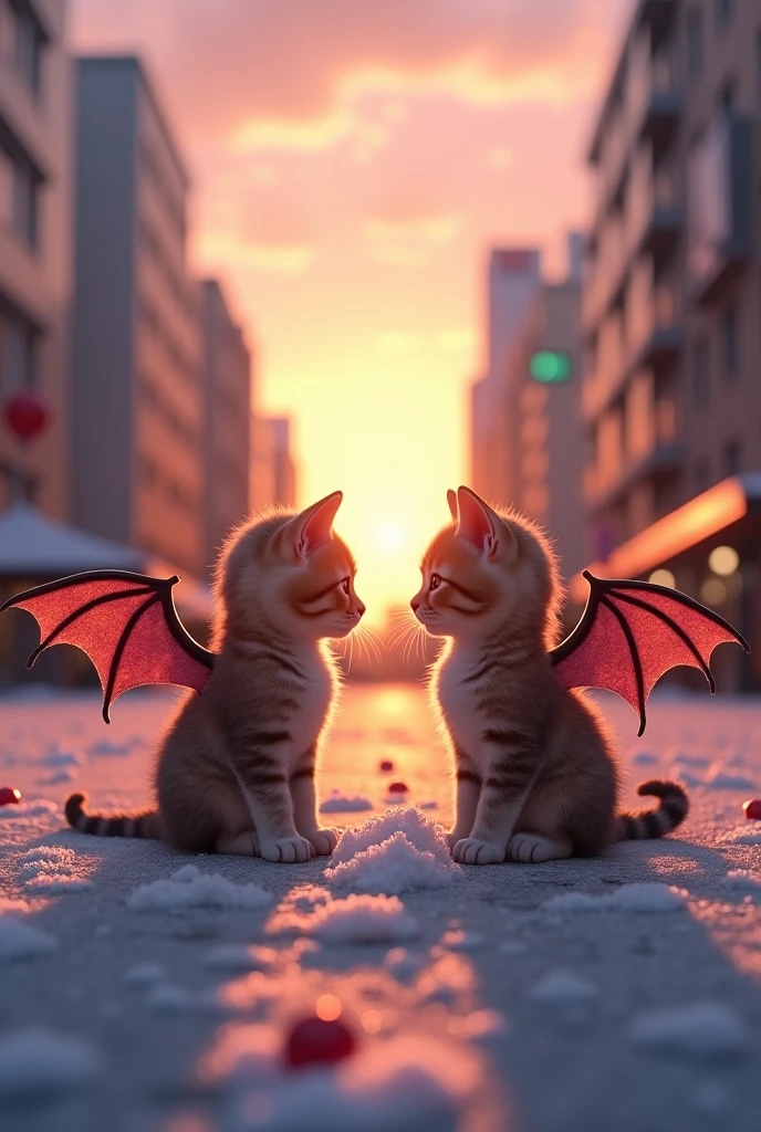 dawn on a summer morning, four kittens with dragon wings stood in a Tokyo square, looking at the small piles of frost that had formed around them.