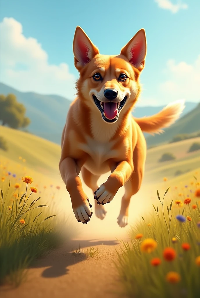 The dog is running. .