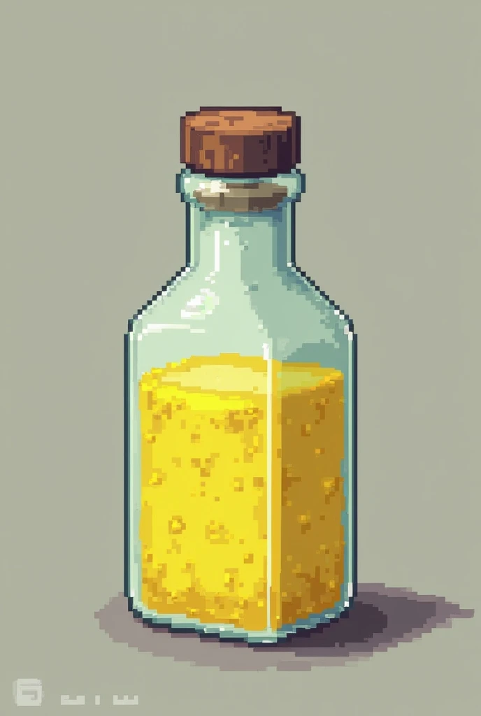 minecraft texture (16x16 pixelart) for bottle with yellowish liquid (sulfuric acid)