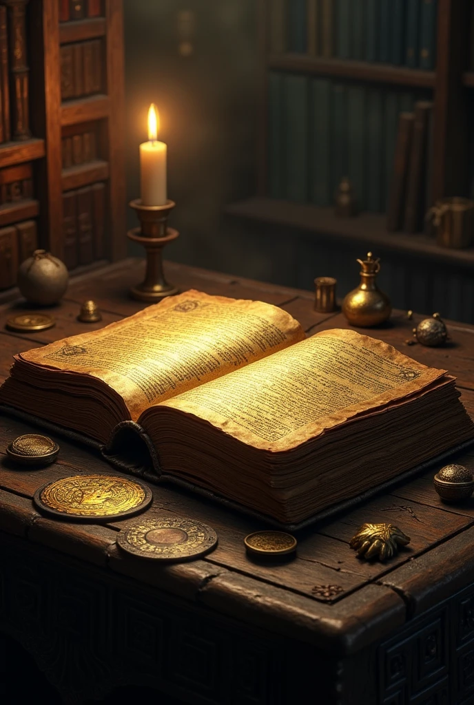A old ancient book with golden pages Diagrams are forms on pages Manuscript