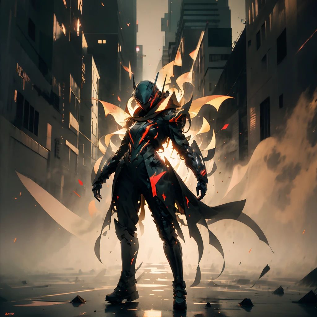 A single Japanese woman, light-skinned, with 80s Japanese hair style, both eyes glow red, wearing full body cybernetic android suit black with red accents, cloths made from red copper and carbon fiber,
absurdres, highres, ultra detailed,
BREAK
, Create an image using a prism effect, with light refracting and creating a colorful, kaleidoscopic appearance.
BREAK
, Design an image with a fisheye lens effect, capturing a ective.
BREAK
, Capture a city scape, with towering buildings, dappled sunlight, and a sense of tranquility and natural beauty.
BREAK
, Illustrate a dystopian world, using only clean shades , clear focused colors to convey depth, emotion, and a striking visual impact.
