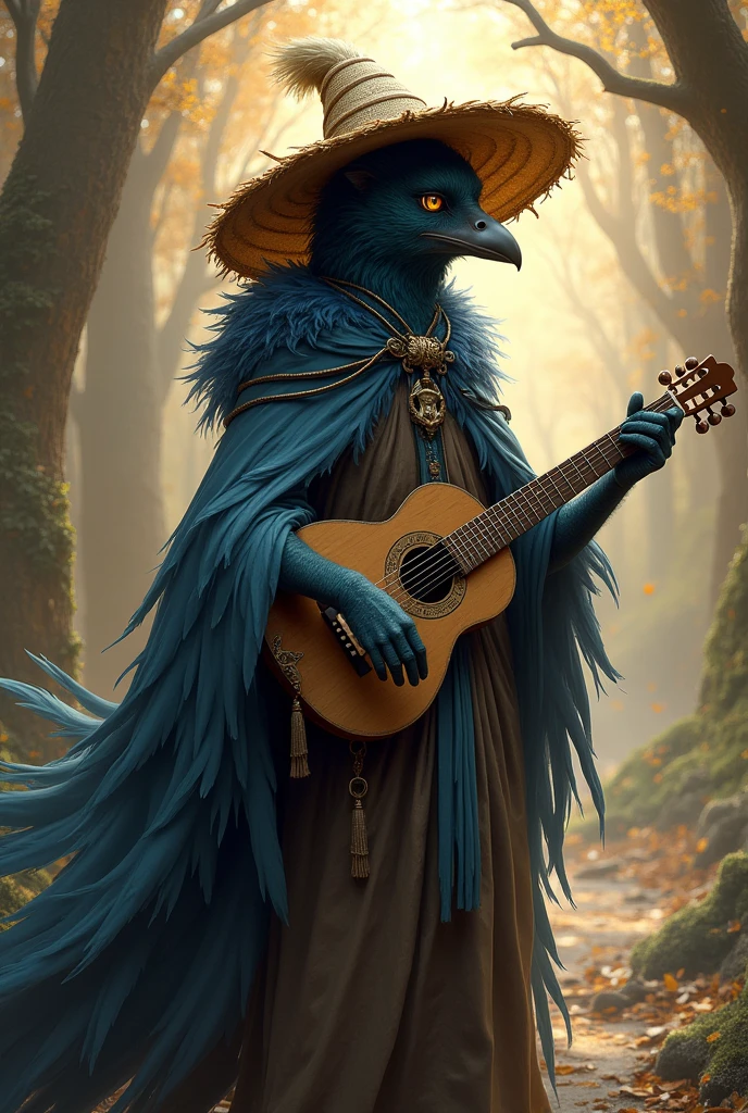 Kenku does d&d like a cat-soul bird as a bard and with a straw hat