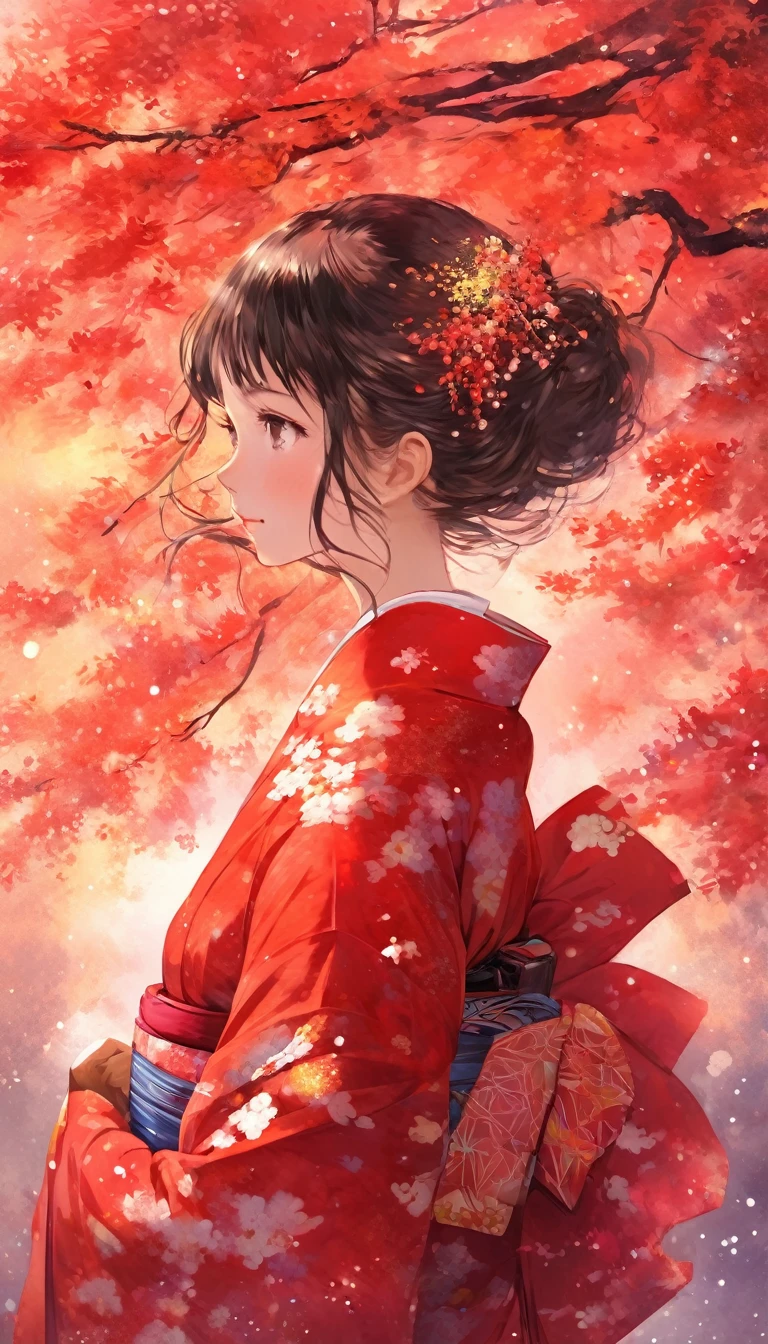 Autumn in Space、A girl in a crimson kimono
