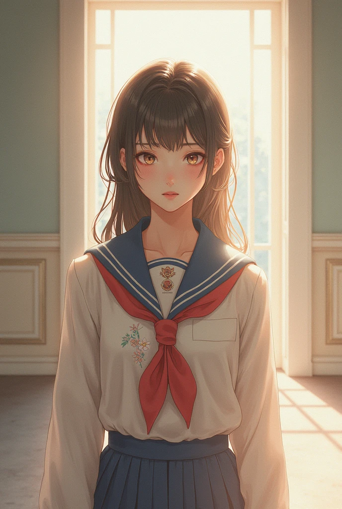 Admirable high school girl Master style full of photos, there is a kneeling man next to her