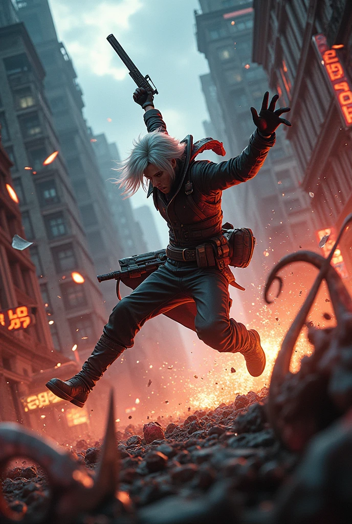 Devil may cry game fighting scene 
