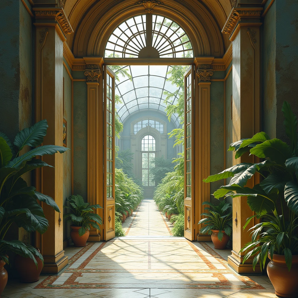 The door to the greenhouse revealed a long hallway that led to a great room, which opened up all the way to the top of the Palace— countless stories. I looked up to see balcony after balcony after balcony rising above me, climbing so high and growing so small that they resembled little decorative wisps of silver near the distant domed ceiling. Grand mosaics covered the floor. The tiles were sharp, as if they had been shattered rather than cut. Some were bleached shades of ivory. 