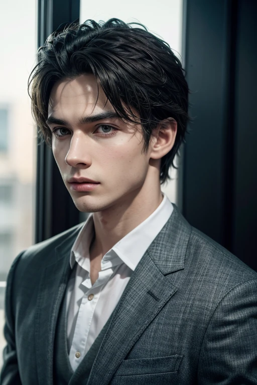 black lawyer, athletic build, thin lips,
sharp nose, green eyes, Armani suit,