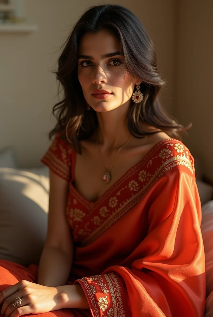 Kriti sanon in saree, relaxed pose, aesthetic hot pose