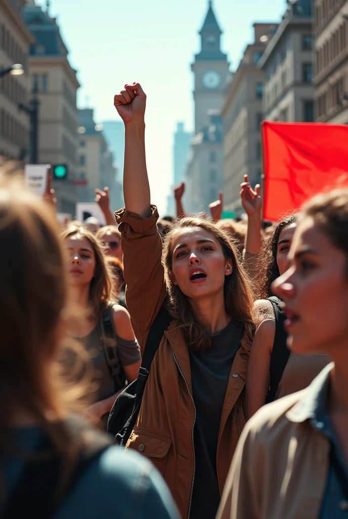 At night, many women are protesting on the streets for the respect of women.