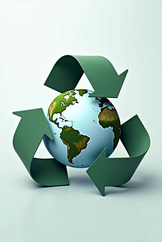 Earth globe incorporated into the recycling symbol