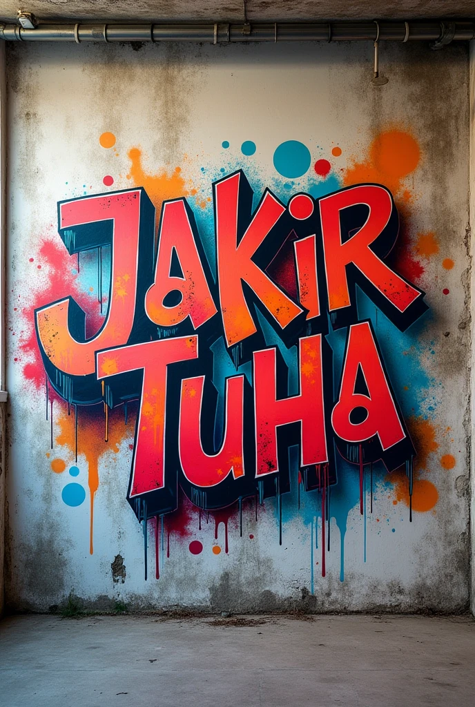 "Jakir+Tuha" colour artist written in big letters on the wall..