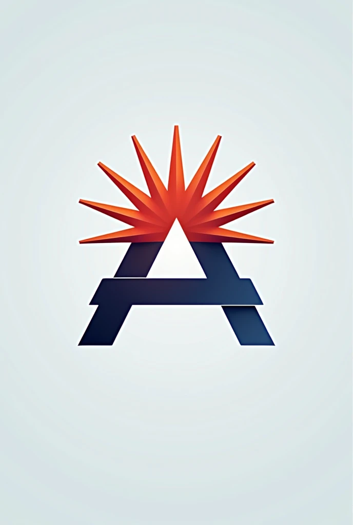 A symbol for a company , combinations of letter A and sun , color red and blue , simple