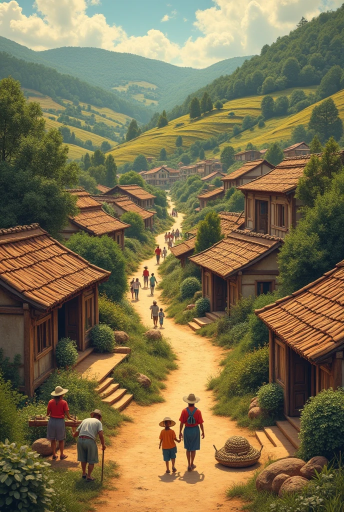 Make a collage images of rural communities like an art