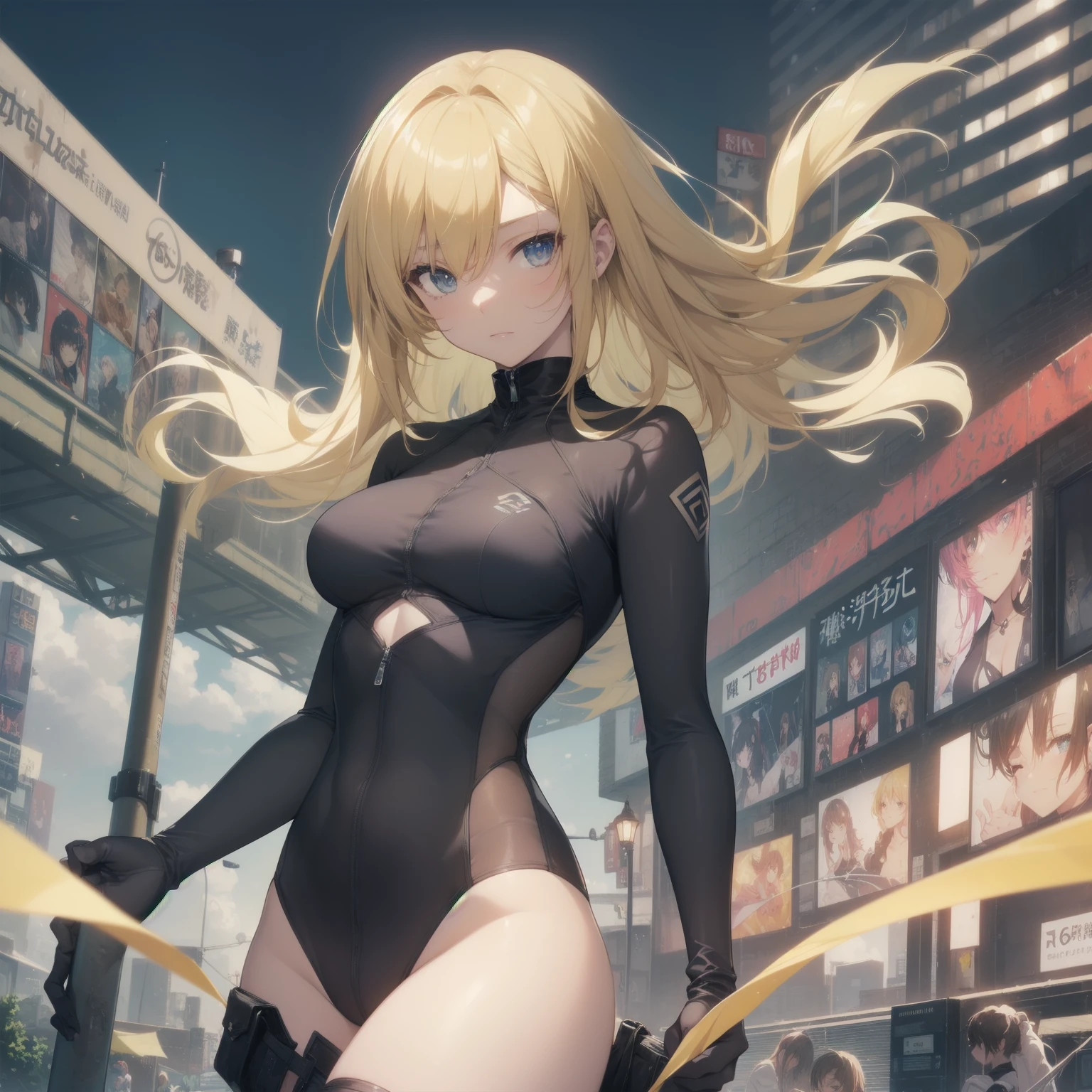 ultra-absurdres-Top quality by artist God, ultra-detailed, high resolution, anime moe artstyle, best anime 8k konachan wallpaper, pixiv contest winner, pool:2810, perfect anatomy,break, 1girl, (Please draw a girl dynamic action to skyscraper alone. )break,(Solo,little female, 16-year-old:1.3),Full limbs, complete fingers, cyberpunk, (very short hair), pixie cut, medium breasts, beautiful (well-shaped) breasts, groin, butt, small black eyes, beautiful detailed eyes, well-proportioned iris and pupils, expressive eyes, highres detailed hair, expressionless, bodysuit, plugsuit, (Detailed Lighting), (Detailed background), in the cityscape. break,super detailed skin, Best sexual lighting powered by famous artist, 8k,beauty illustration,photoshop_(medium),very aesthetic,break,((artist:izumi_tsubasu )), artist:clamp ,artist:carnelian ,artist:kantoku ,