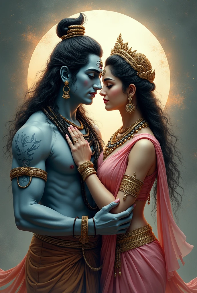 Lord Shiva is often depicted with a rugged and ascetic appearance, featuring a third eye, a crescent moon on his head, and matted hair adorned with the river Ganga. He is usually shown with a serpent around his neck, a trident (trishul) in one hand, and a drum (damaru) in the other. His demeanor is a blend of fierce power and deep tranquility.
Goddess Parvati, on the other hand, is portrayed as a beautiful and gentle figure, embodying grace and compassion. She is usually shown in elegant attire with delicate jewelry, often standing or sitting beside Shiva, symbolizing their harmonious union. Parvati's demeanor reflects nurturing and strength, complementing Shiva’s ascetic nature. Together, they represent the balance of divine energy and marital harmony.