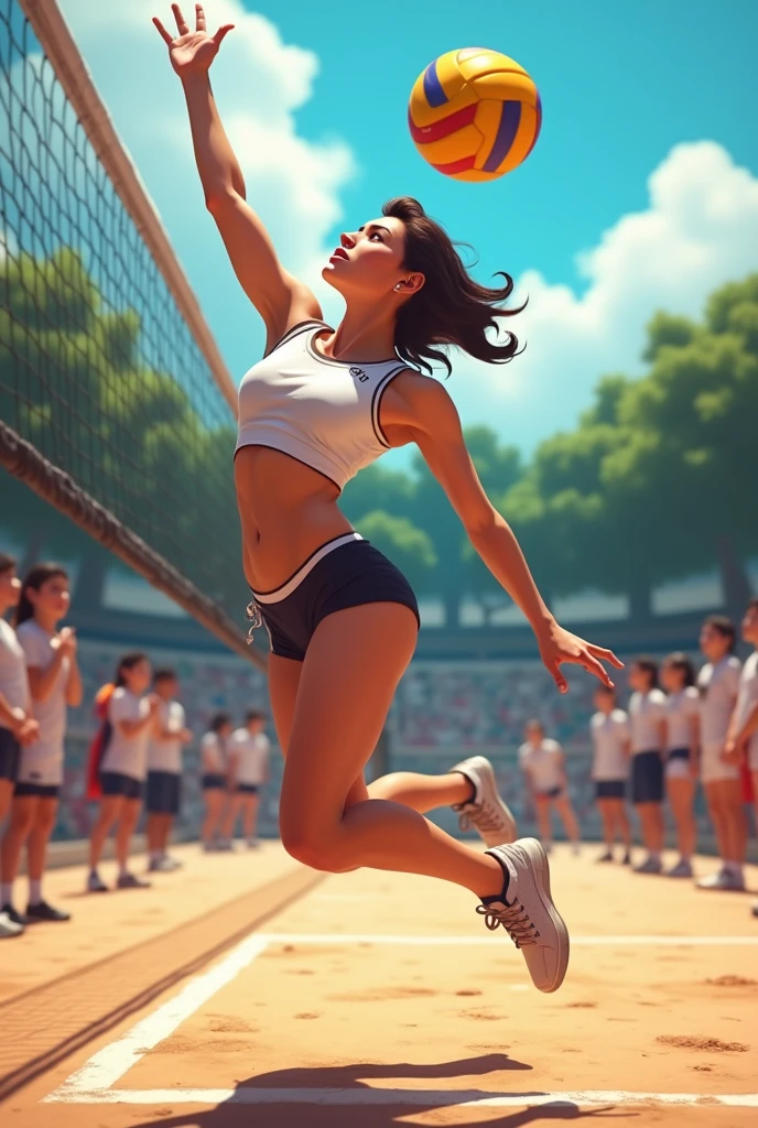Volleyball player in a female skirt