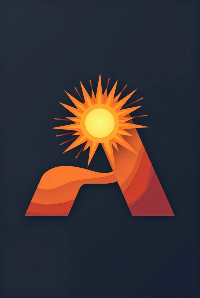 A symbol for a company , combinations of letter A and sun , two color combinations , simple and badass
