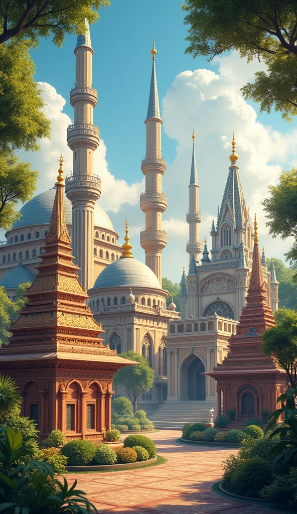 Mosque, Hindu tample, Buddist tample, Cristain tample