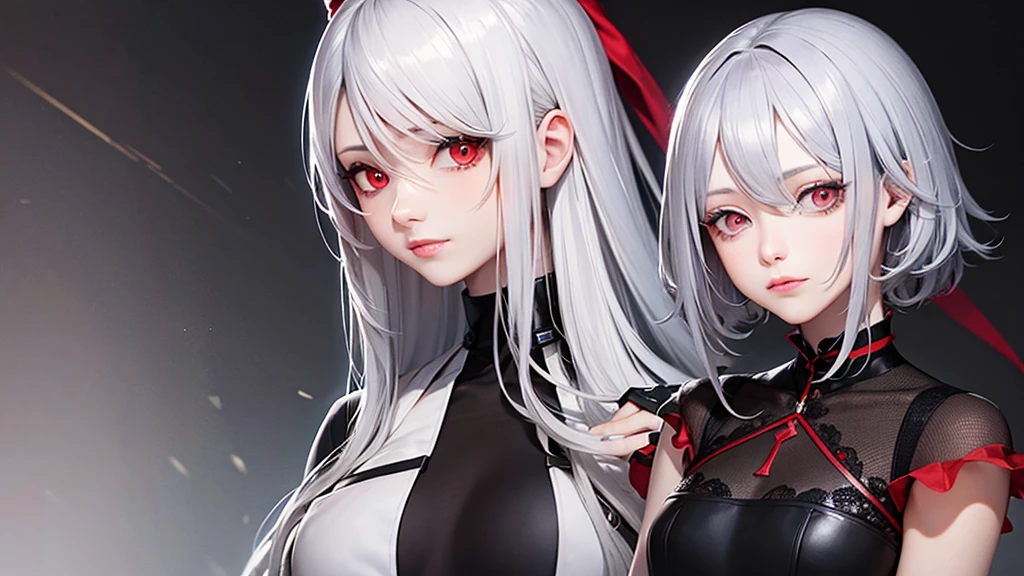 combat scene、(Raw photography、top-quality)、(realisitic、Photorealsitic:1.2)、1girl in、20yr old、A smile、(High Detail Skin:1.4)、Puffy eyes、Gorgeous hair、hightquality、spiderwoman、Full-body figure、combat scene、Spider-Woman with silver and red motif