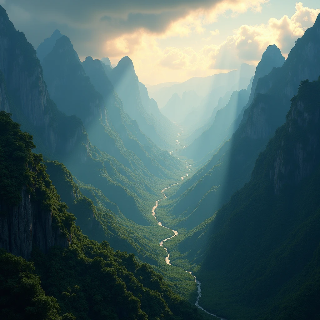 (masterpiece, Best Quality:1.2), (masterpiece, Best Quality:1.2), landscape, Aerial perspective view, tropical mountains, landscape indigo accent, mythology, cinematographic,detailed, atmospheric,backlit,epic, cinematographic, conpect art, matte paint, hermoso landscape, Realistic lighting, masterpiece, high quality, beautiful graphics, High detail, ultra detailed, cinematographic lighting, HdR, illustration, 