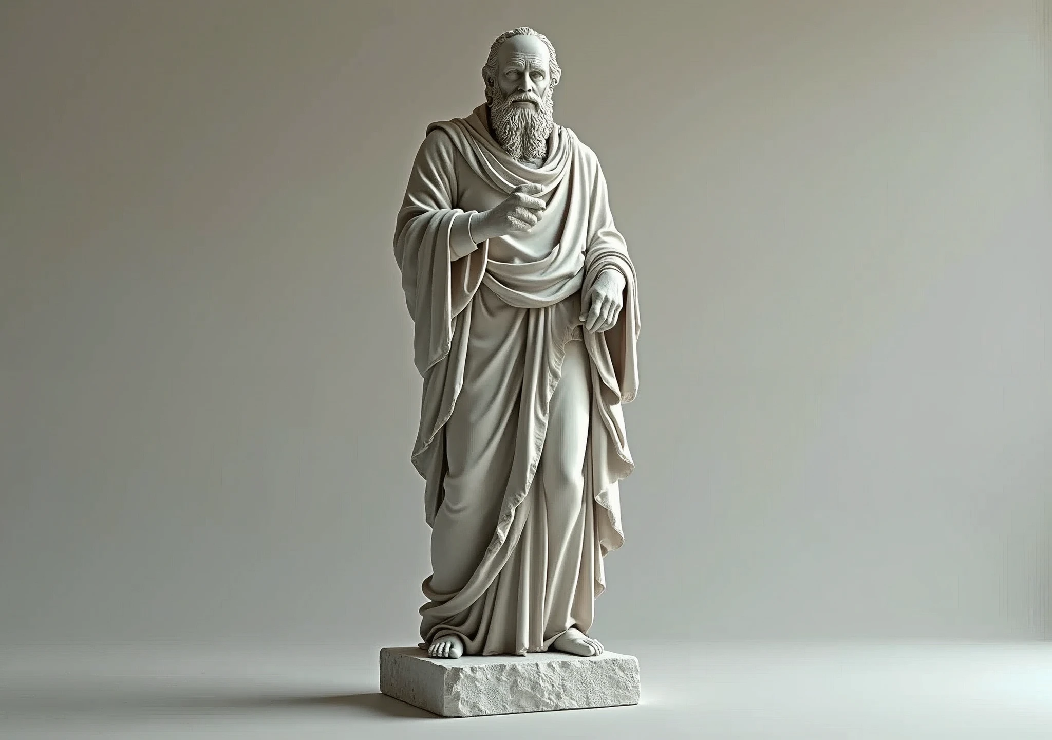 stoicism, motivation, stoic marble statue thinking, setting, robe, long beard, aged, full body, hyper-realistic, 8k, incredible, beautiful, frightening,