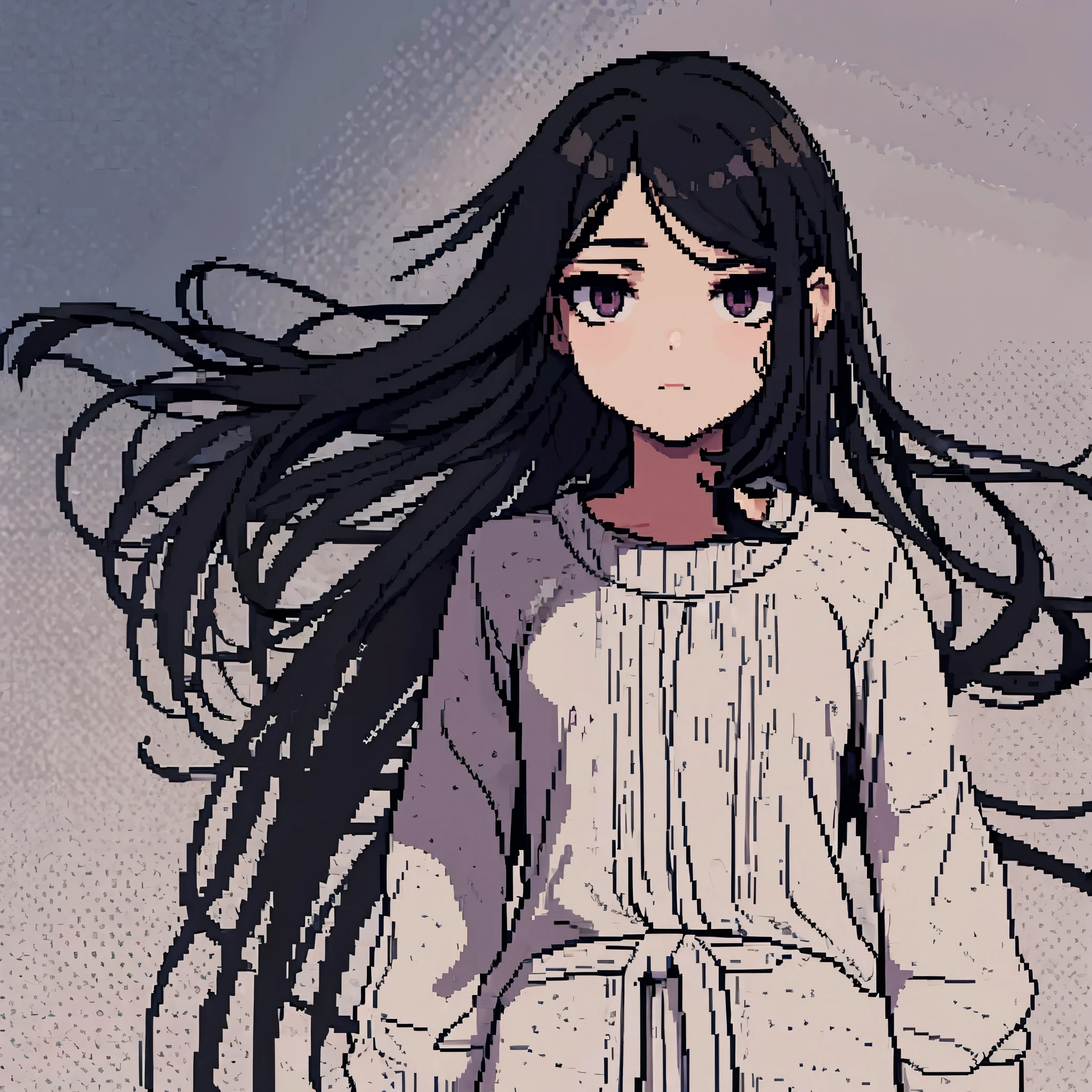 Girl with dark circles under her eyes. I haven't slept for a long time. short hair. purple eyes. face close up. The background is dark. Dark Dungeon.