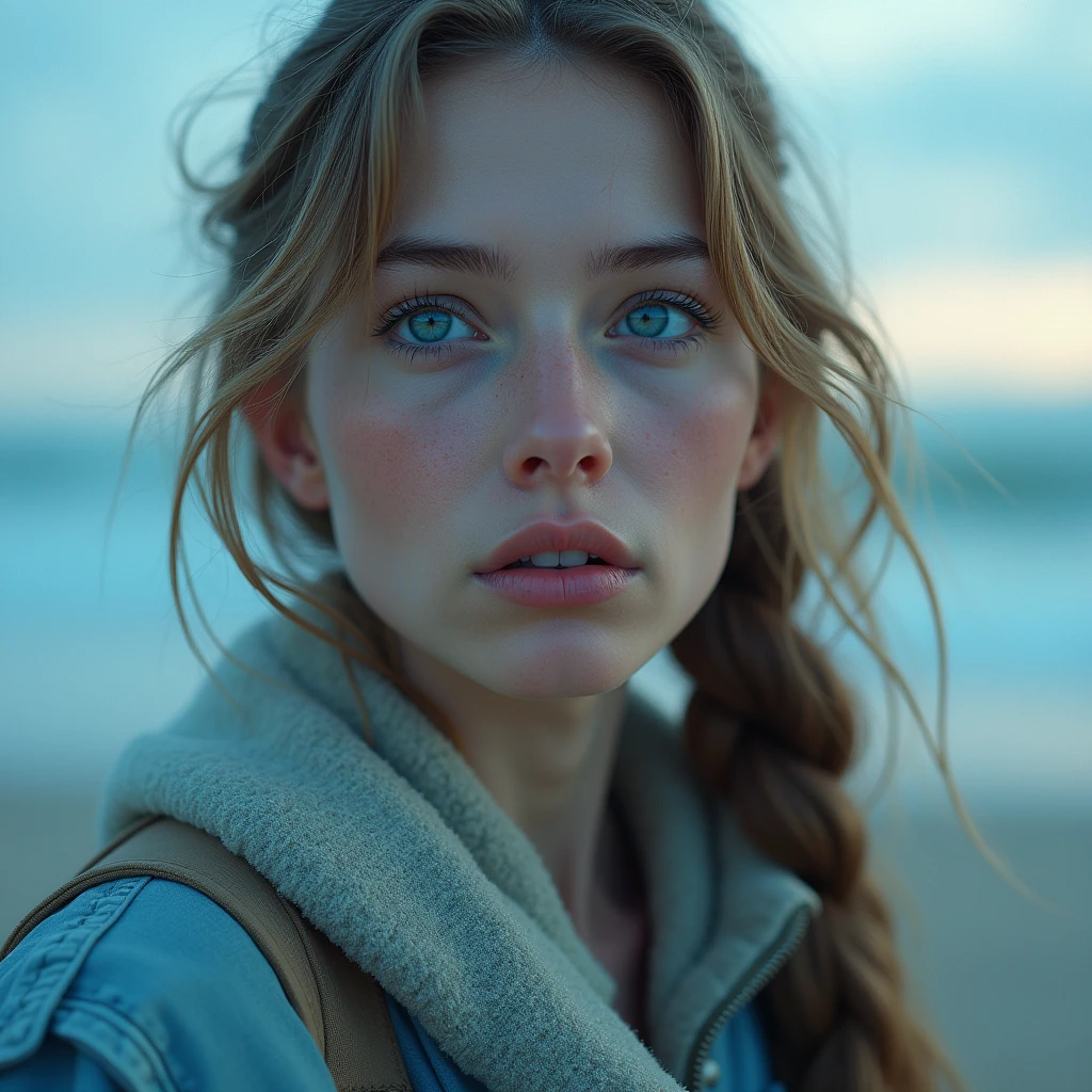 (happy eyes: 1.8) (blue eyes: 1.5) (Thinking in the future: 1.5)in the style of Peter Jackson, pastel, dramatic, Crisp,  --c 69