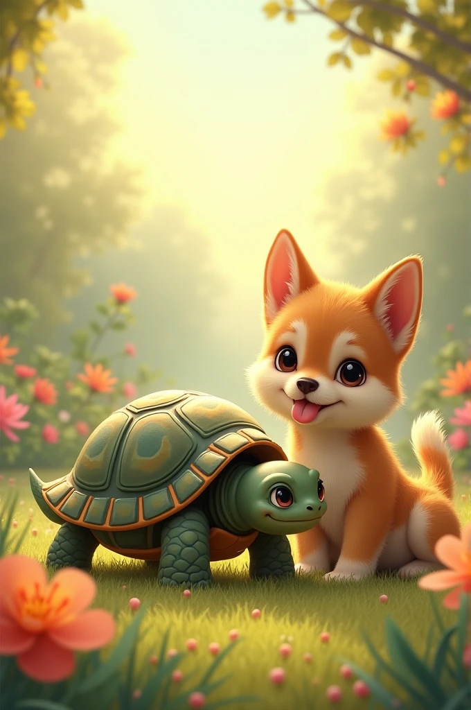 Trio of turtle calf and dog