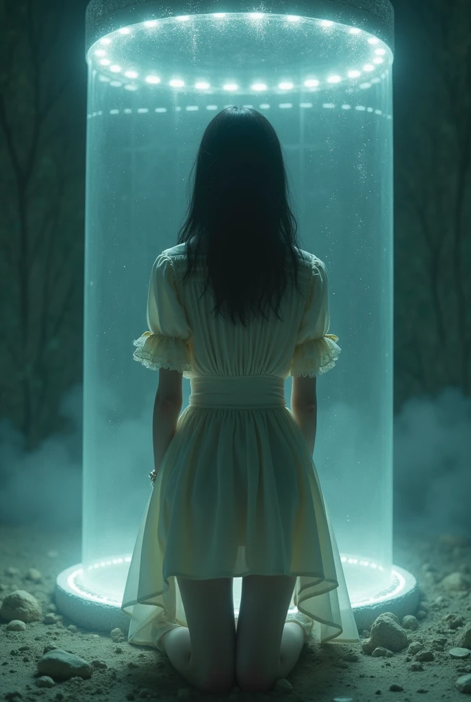 {{{{{3,318 trillion pixels high resolution, nsfw, Realistic scenery and lovely girl, In this scene the heroine is chosen as a human pillar and sealed in a kneeling posture with her legs spread in an M-shape where she is raped endlessly while staring blankly into the void, A full whipped deep cleavage rapidly emerged, the charm she exudes spurs forces her to lift her legs and open her legs and continues to fuck, thicken the lips look pretty, Boobs are fluffy and bouncy, Tits that get rounder bigger her deep tight cleavage}}}}},{{{{{A neat girl who stands on her knees and opens her crotch traces her crotch with her fingertips and with a faint moan experiences her first climax and becomes a little more mature and innocent masturbator, Higher concentrations of female hormones in the tank will make her moan all the more as much as she wants, white cheeks, The moment when the eyes of the heroine's girl are replaced with kaleidoscopic irises, magical in a romantic Cylindrical crystal herbarium showcase filled with female hormone, Herbarium-soaked her tits become so plump that they break the blouse of an even smaller-sized girl and her hair grows longer and sexier while she still looks like a girl, Cuteness preserved forever shining in exchange for life from her, wearing cute ribbon blouse and skirt, frills scrunchie on her wrist, her beautiful slender underbust, slender curvy cute waistline, an lewd fetish for lips and necks and waistlines, her clearer nip line from underbust to hips, gloomy straight black wig, thick vivid lips}}}}},{{Extremely detailed}},{{{{{heroine girl's Sexually unused body with pure and innocent aura}}}}}