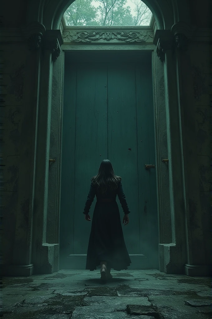 Dar tried to escape from the mansion but the door of the mansion was closed.