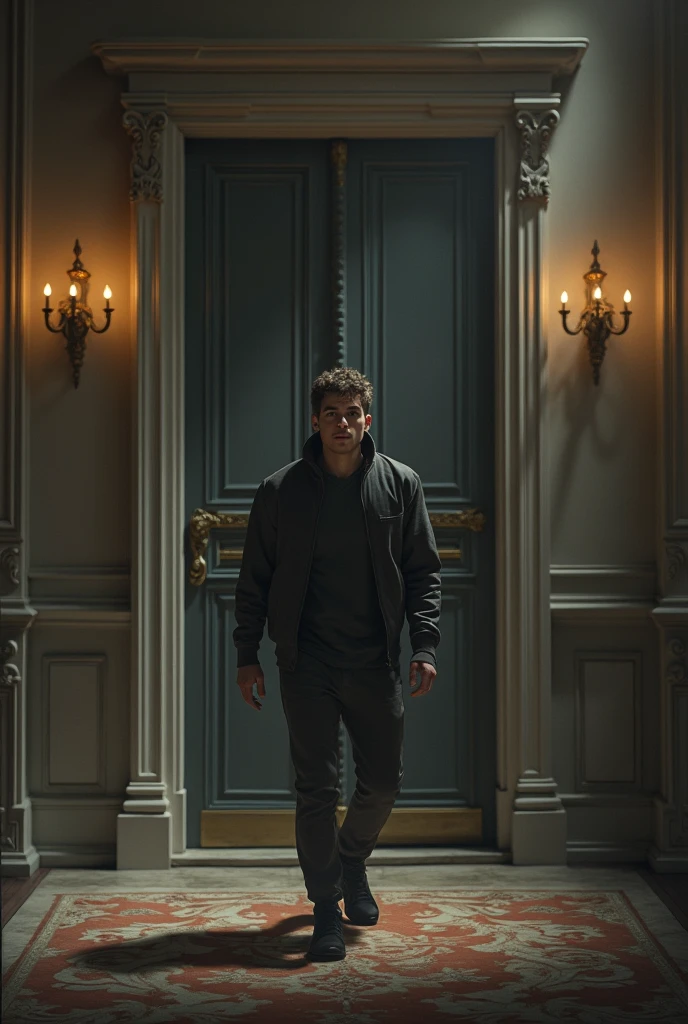 Dar tried to escape from the mansion but the door of the mansion was closed. Young man 