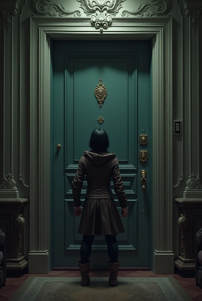 Dar tried to escape from the mansion but the door of the mansion was closed. 