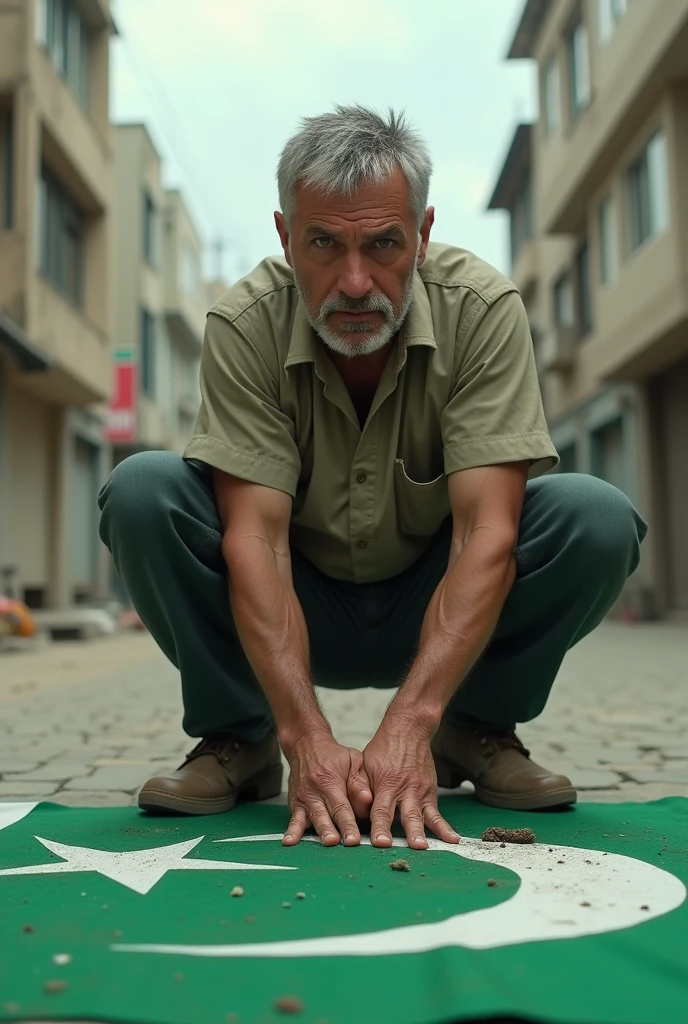 Man pooping on pakistani flag