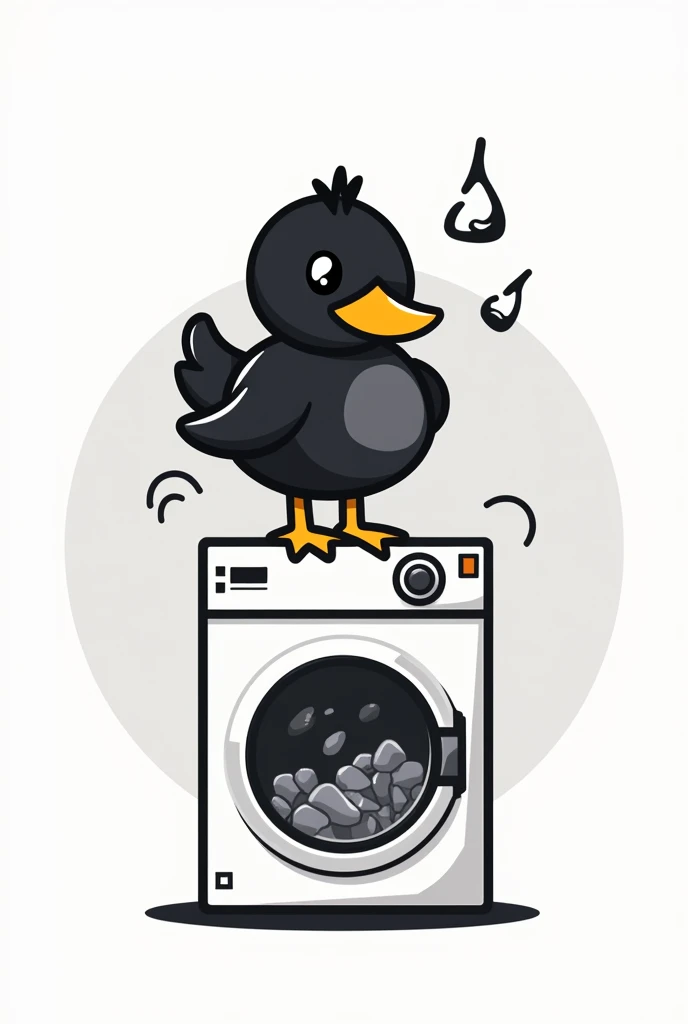 make a simple logo of a black duck at the top of a in washing machine with simple designs and put a caption at the right "Duckies Laundry Hub" and "Wash, Dry & Fold"
