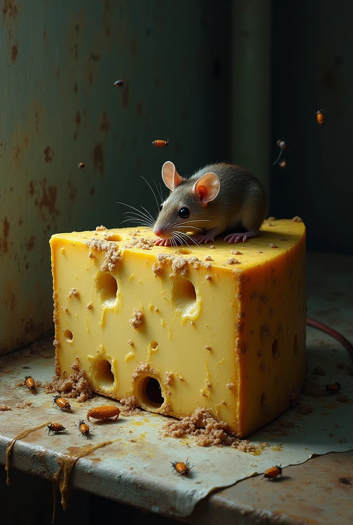 rancid, disgusting cheese with a rat