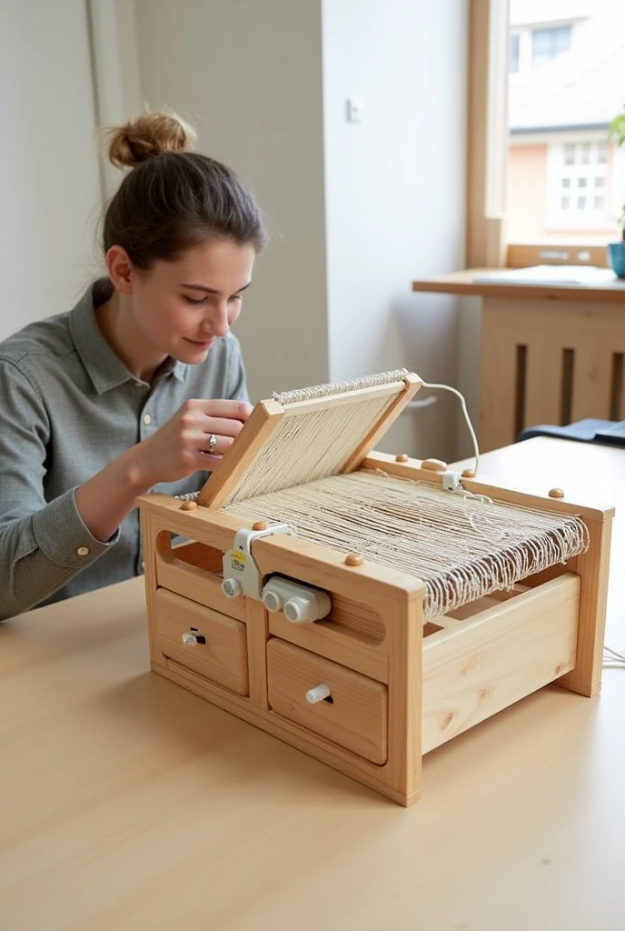 Create a realistic and detailed overview or blue print of mini machine BASKET weaver that can be used to make by a student/beginners and describe how the machine works