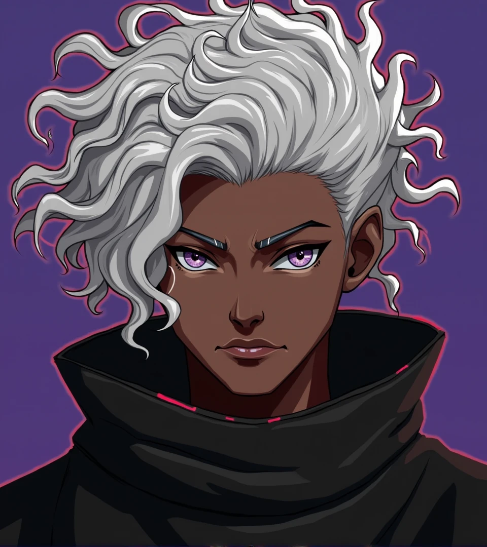 A tanned male teenager with long, curly black hair with red tips