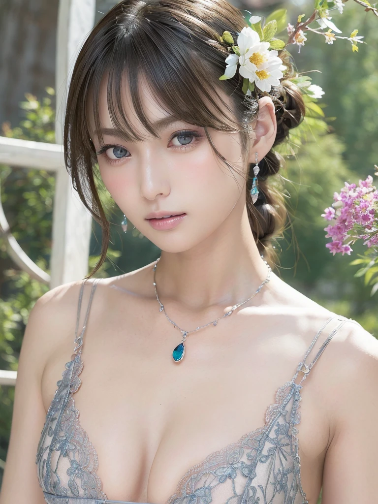 Navy blue lace T-back bra,(See through)、Small breasts, (((とてもエレガントでbeautiful, Perfect detail, Very detailed))), whole body, The most detailed girl, Written boundary depth, 美しくdetailedなwhole body, Thin legs, 1 person, 30 years old, Very short hair, Spiked Hair, Gray and silver hair, beautiful detailed hair, Perfect Face, Expressionless, beautiful, detailed, Deep Eyes, Open your mouth a little, Delicate arms and hands, Pale skin, Earrings, beautiful and gorgeous necklace, Colorful background, HD background, Blurred Background, とても繊細でbeautiful, masterpiece, (((Highest quality, とてもbeautiful8K CG壁紙))), (((Trendy hairstyles))), (Inside the room,Stylish interior,window),