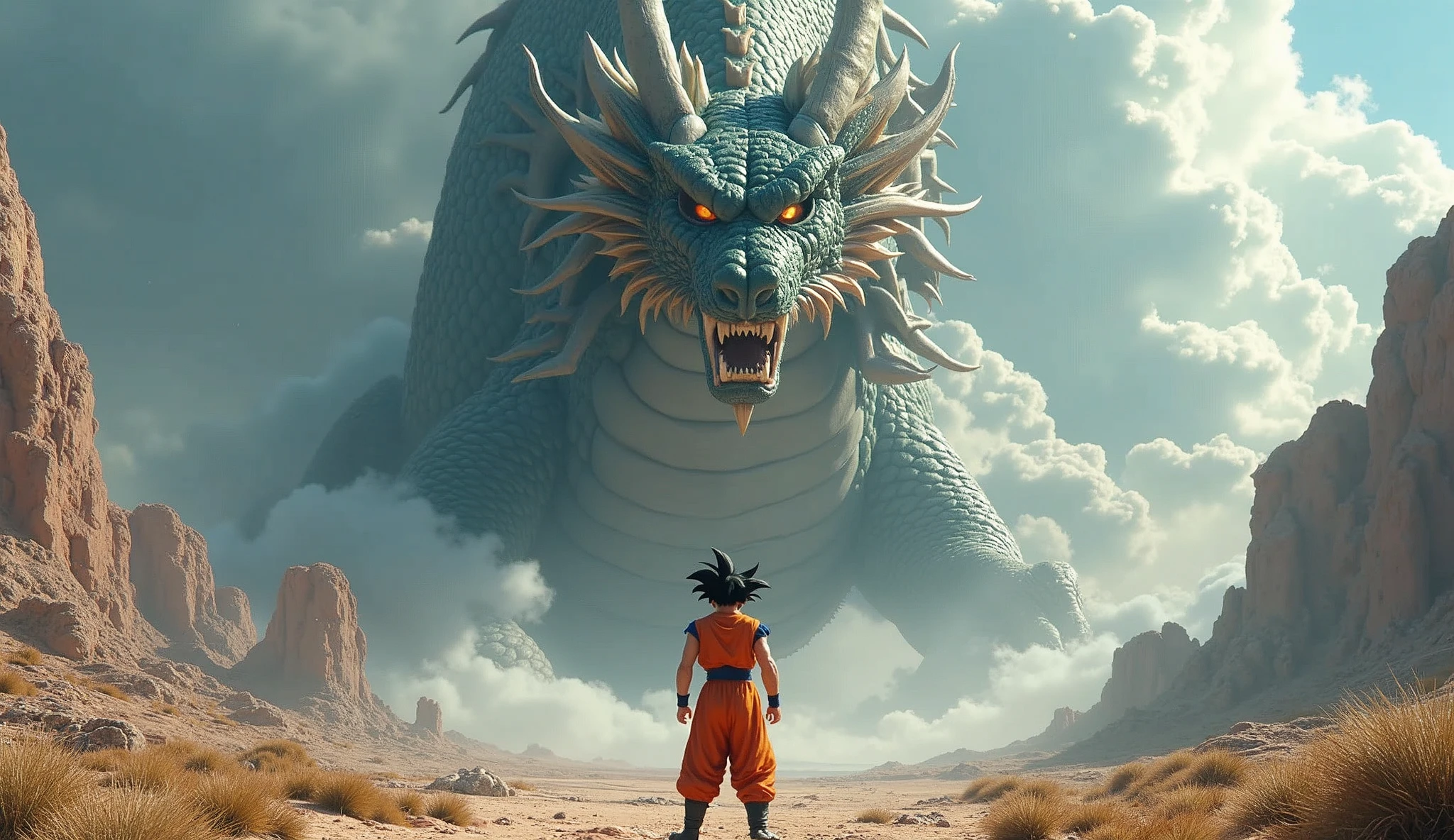 Goku who possesses the Dragon Balls and Shenron