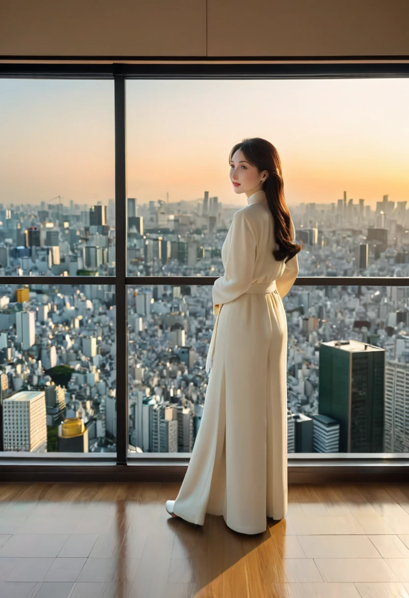 (8K、RAW photos、Top quality、masterpiece:1.2),(Change background, Decorative background),(Practical、Photo Practical:1.37),1 person, 亚洲woman, 38 years old, woman, Luxurious room with a panoramic view of Tokyo's night view, night, Professional lighting, Photon Mapping,Curvy, Charming eyes, eyelash,(Live-action Practical style),Extremely beautiful face、Large Breasts, Very, very huge ,Super giant 、Transparent with a large bust size,girl,eyelash很多, Wear red lipstick, few, There is bristle on the lower abdomen, beautiful Practical white skin, My breasts doubled in size,It's about to overflow., I have a mole on my left breast, Transparent clothes, Transparent underwear, Long wavy hair, Standing,,make eye contact with the viewer, Do some poses that you can do while standing, Fantasy Background, Change background