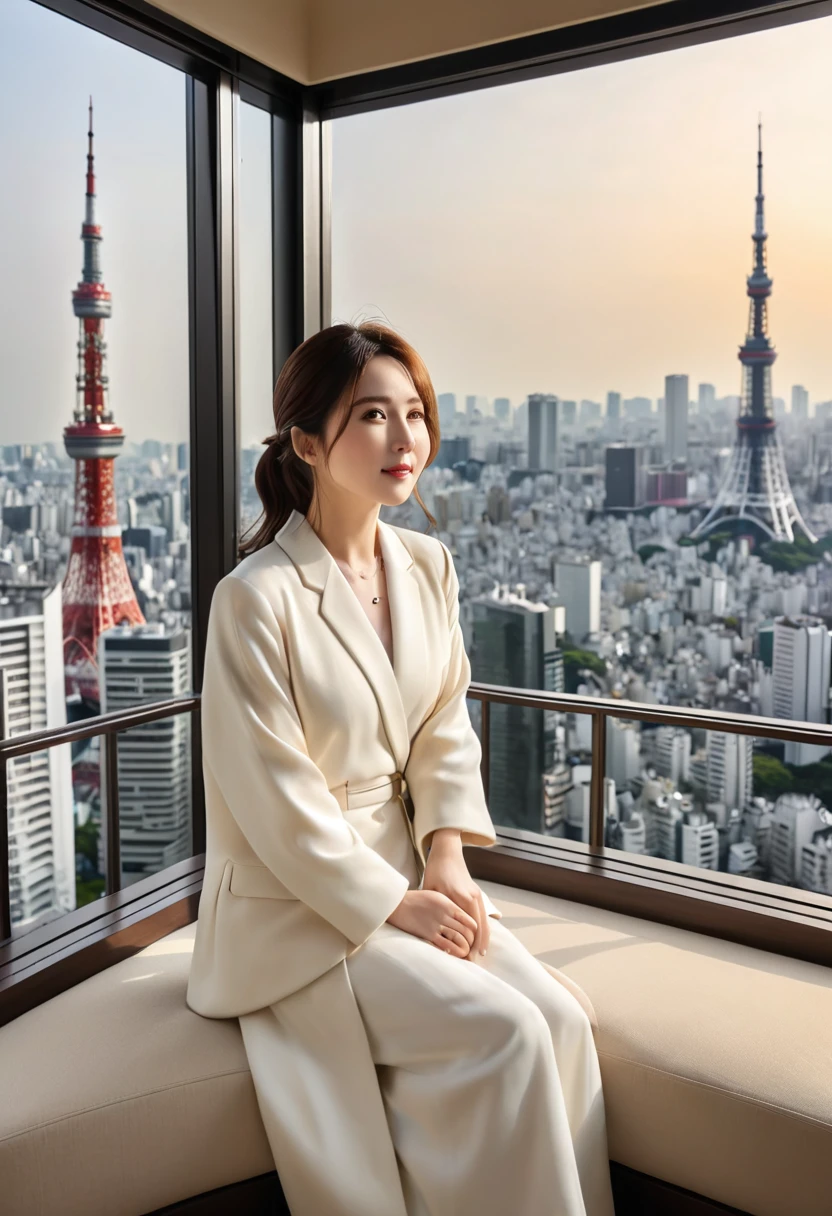 (8K、RAW photos、Top quality、masterpiece:1.2),(Change background, Decorative background),(Practical、Photo Practical:1.37),1 person, 亚洲woman, 38 years old, woman, Luxurious room with a panoramic view of Tokyo&#39;s night view, night, Professional lighting, Photon Mapping,Curvy, Charming eyes, eyelash,（Live-action Practical style）,Extremely beautiful face、Large Breasts, Very, very huge ,Super giant 、Transparent with a large bust size,girl,eyelash很多, Wear red lipstick, few, There is bristle on the lower abdomen, beautiful Practical white skin, My breasts doubled in size，It&#39;s about to overflow., I have a mole on my left breast, Transparent clothes, Transparent underwear, Long wavy hair, Standing,,make eye contact with the viewer, Do some poses that you can do while standing, Fantasy Background,  Change background