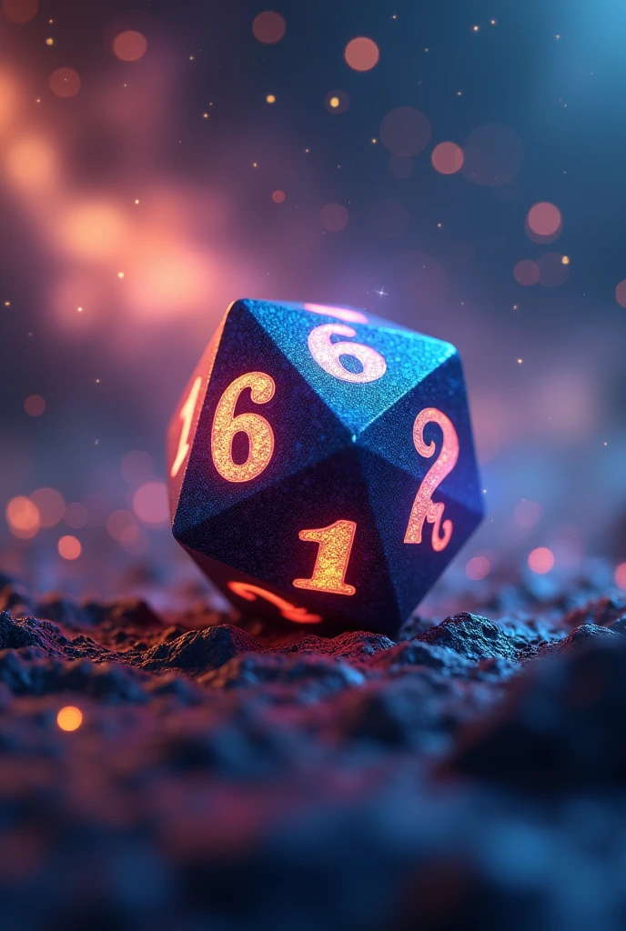 A ludo dice has facing 6 and 1 number with cosmic back ground .the dice in multi colour.4k for wallpaper