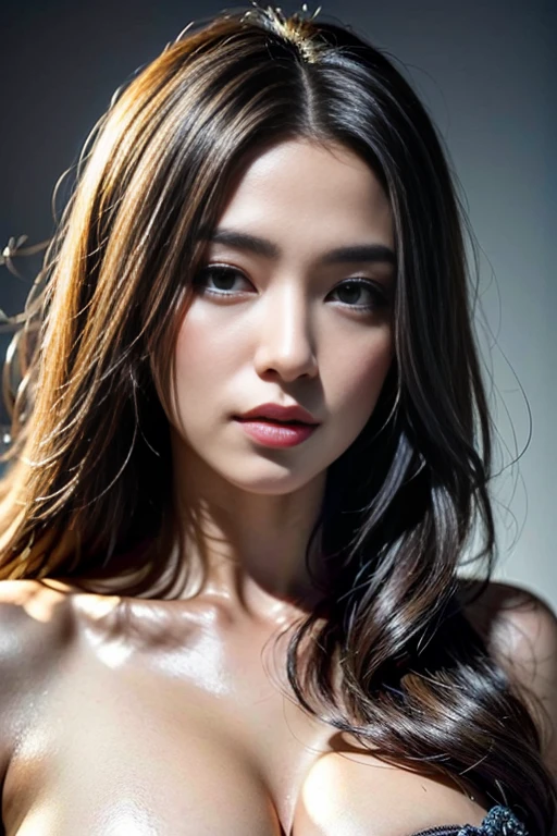 (8k, RAW Photos, Highest quality, masterpiece:1.2、RAW Photos)、Portraiture, High resolution raw color photos, Professional photos、Super Resolution, 8k, (Realistic, Actual Photos: 1.3), 1 person、Very detailedな, Very detailed and beautiful, Very detailed, Amazing details、Cute beautiful woman with perfect body:1.4、Slim Big:1.2、Full body image, Amazing details、Cute beautiful woman with perfect body:1.4、Slim Big:1.2、Glowing Skin、Glossy Lips、High resolution face and skin textures、Detailed eyes、double eyelid、Very detailedな、((My skin is glowing:1.2))、((Dark grey hair color、Father、Curly Hair)), ((Bust H cup:1.2, Very large breasts:1.2、My breasts are too big:1.2、A chest that's about to burst:1.2))、(((Ample breasts:1.4)))、((((My skin is glowing:1.4))))、(High quality breasts、Happy expression), ((Married women:1.2、Feeling motherly:1.1))、((Big Necklace、Big earrings))、((Red and black see-through lingerie:1.2))、((Lingerie that is too small for your breast size:1.2))、((black tights:1.1))、((Whole Body Ezbian、Angle from the front:1.1))、((bubbles dancing around her、Bubbles accumulate))、((Mysterious Background))