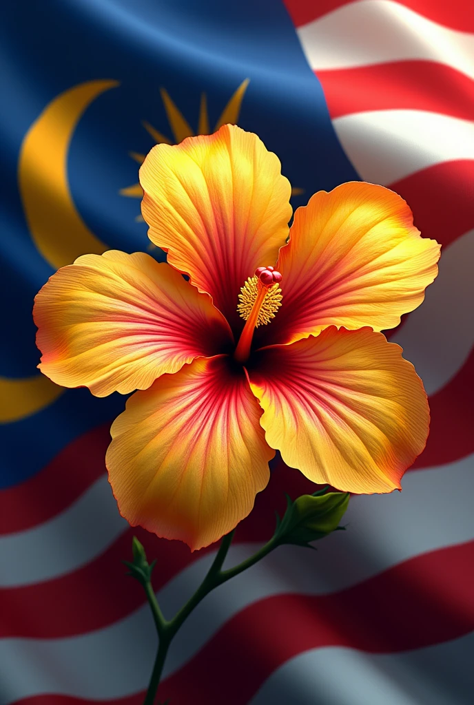 MALAYSIA FLAG , Hibiscus WITH ALPHABET "Iklil Najihah"