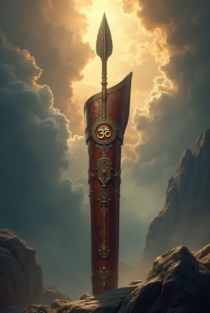 Epic quiver and arrow with "Om" Engraved on the quiver. Give it a poster like feeling for an epic card