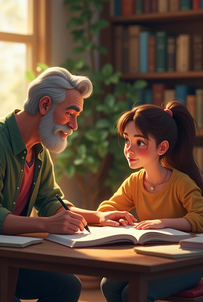 Man helping student 
