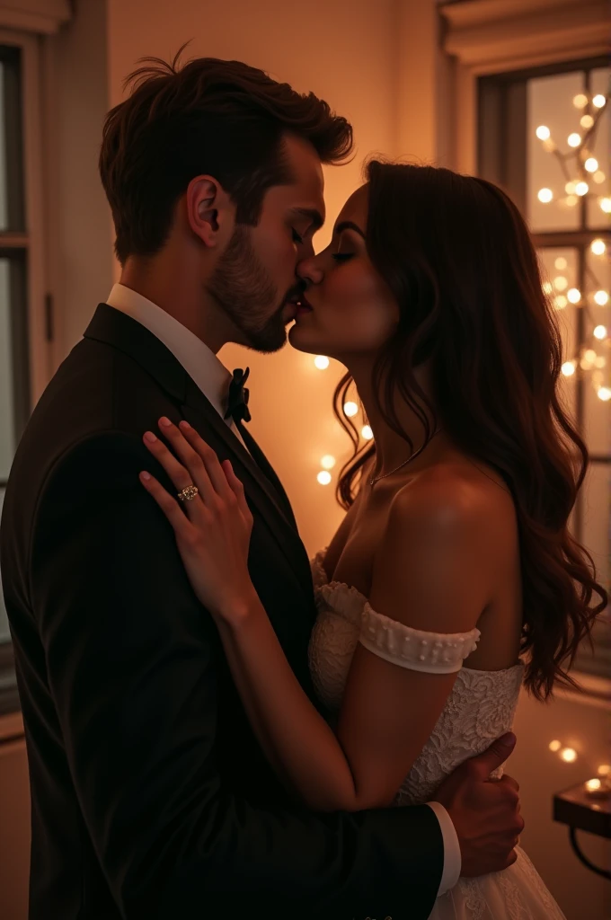 A beautiful french kiss scene